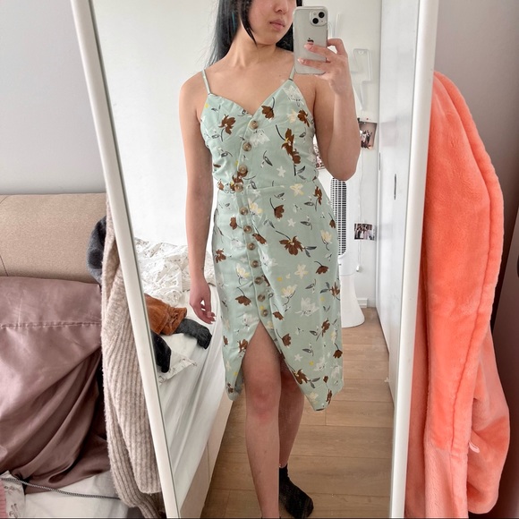 Turquoise floral midi dress - Picture 1 of 3